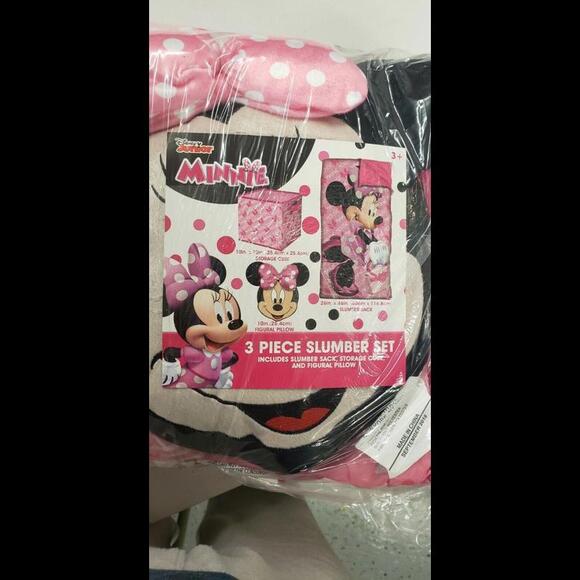 Disney Jr Minnie Mouse 3 Pc Sleeping Bag Minnie Mouse Pillow & Storage Cube Set - Picture 2 of 6